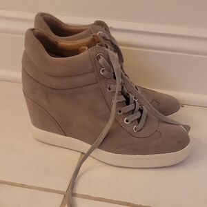 Via Spiga Taupe Wedge Sneakers
